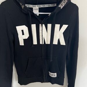 Victoria's Secret PINK Black Hoodie with White Lettering